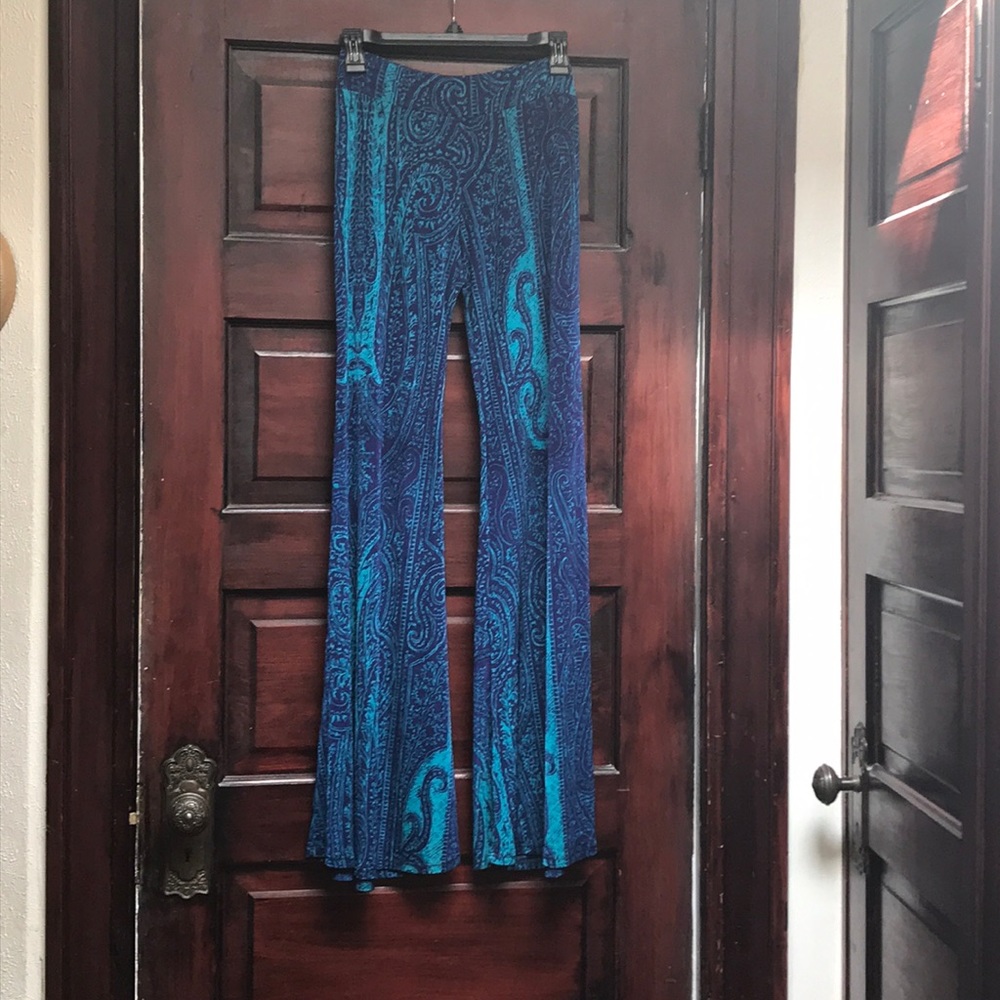 Warrior Within Blue Paisley Bell Bottoms - M